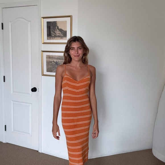 RVCA Orange Striped Midi Dress - Picture 3 of 5